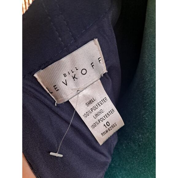 Bill Levkoff size 10 Navy Blue sheer cap sleeve long gown classic dress - Picture 4 of 5